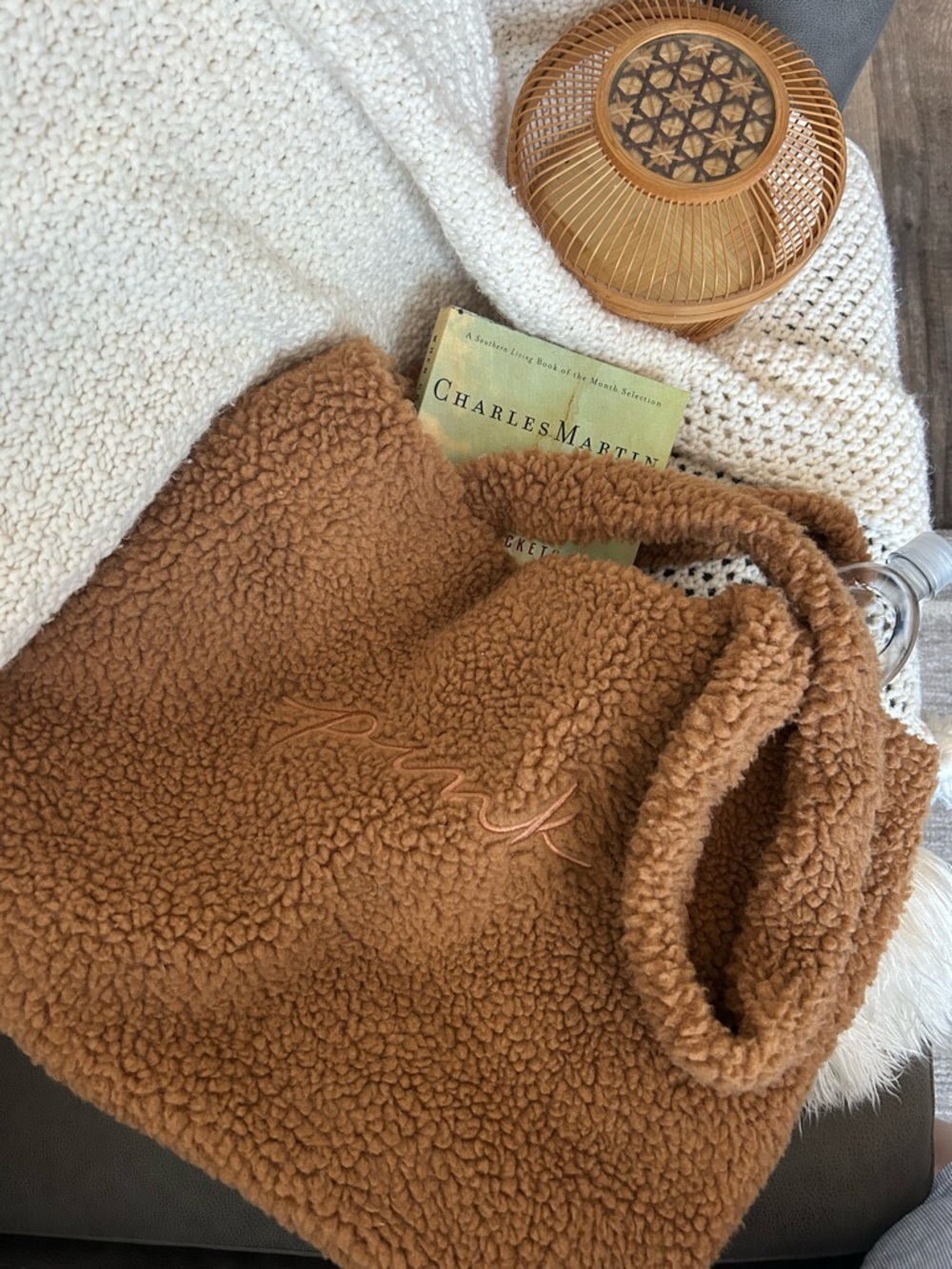 PINK Teddy Bear Sherpa Tote Bag